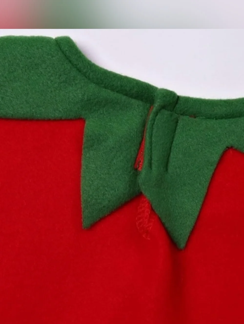 New Girls Red & Green Elf Costume Dress with Hat and Accessories